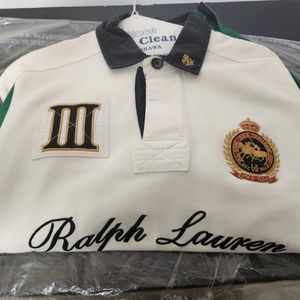 Ralph Lauren White Rugby Snow Polo Challenge Cup Long Sleeve Custom Fit Rare XL
